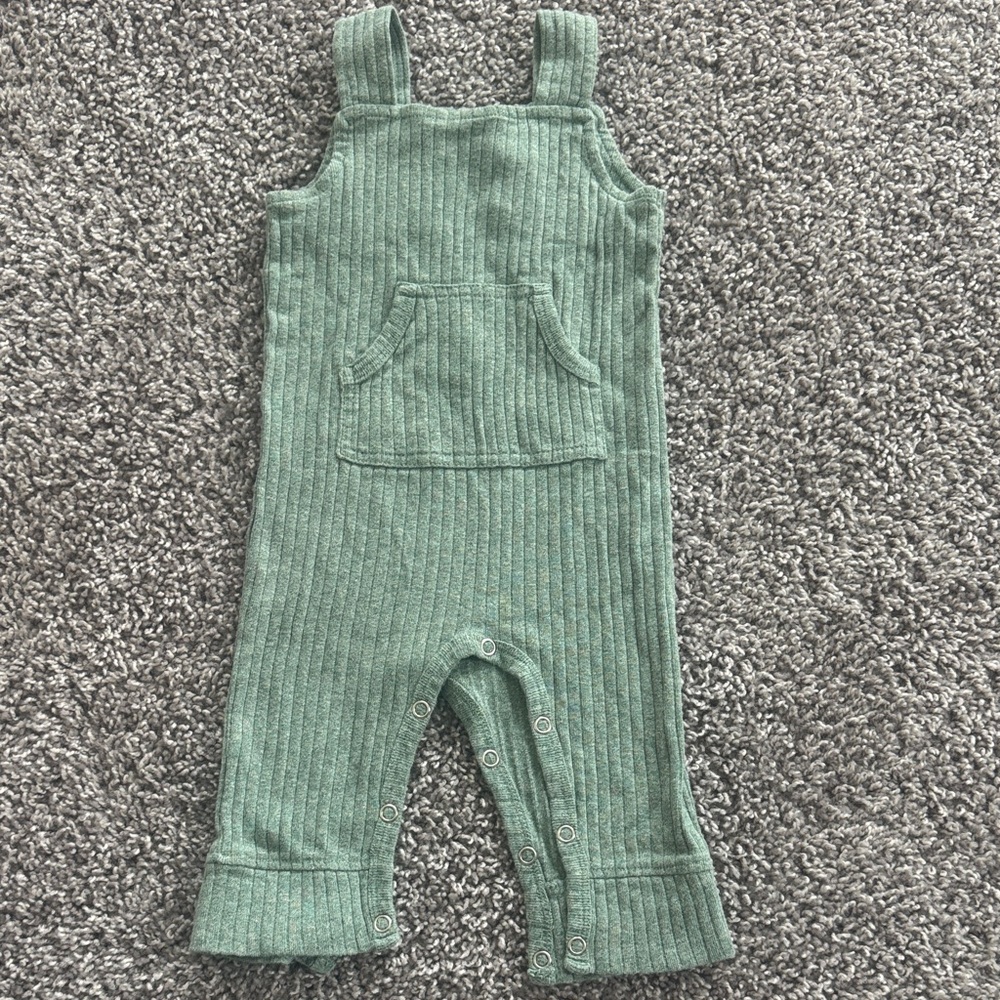 Kate Quinn Forest Green Ribbed Overalls